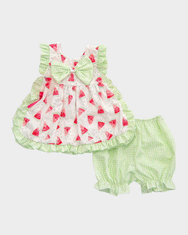 Girl's Mia's Melons Apron Top And Bloomers Set, Size 12M-3